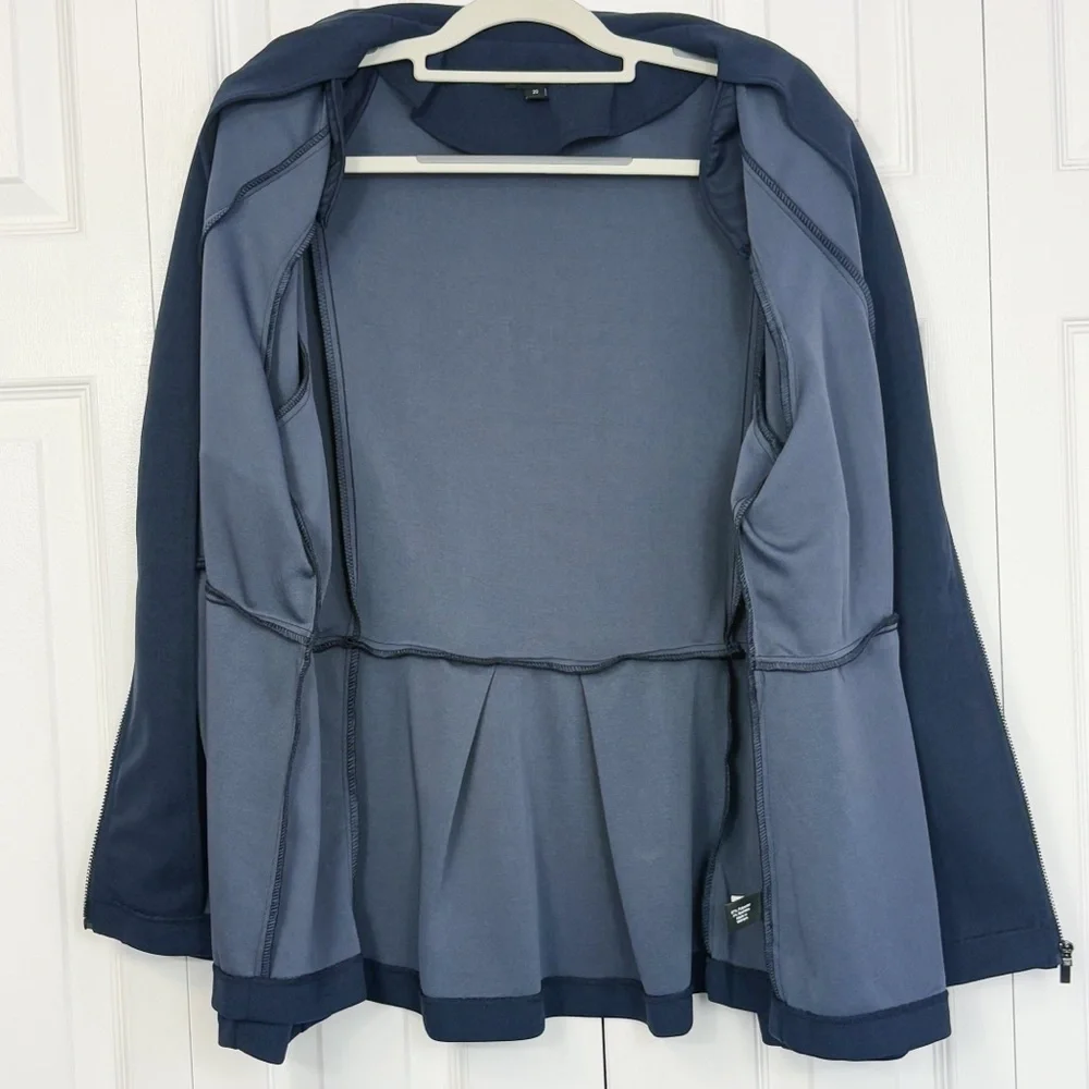 Lane Bryant Navy Blue Long Sleeve Pleated Peplum Waist Zip Jacket 20 - Picture 11 of 16